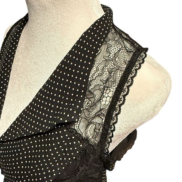 VTG Bebe Y2K Black 100% SILK Sheer Polka Dot Women Top SIZE SMALL Lacie Whimsy - Picture 3 of 16